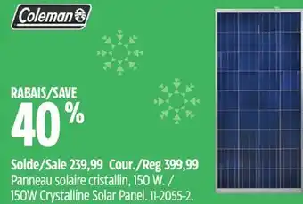 Canadian Tire Coleman 150w crystalline solar panel offer