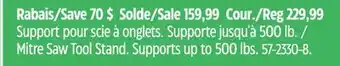 Canadian Tire Maximum mitre saw tool stand supports up to 500 lbs offer