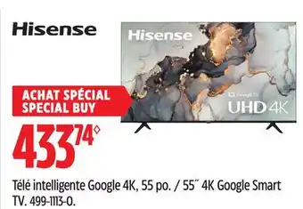 Canadian Tire Hisense 55 4k google smart tv offer
