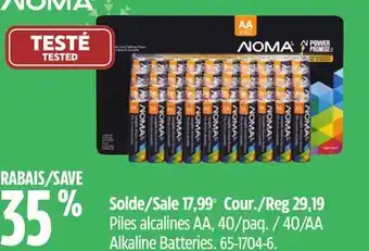 Canadian Tire Noma 40/aa alkaline batteries offer