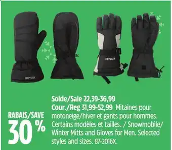 Canadian Tire Kombi snowmobile/ winter mitts and gloves for men offer
