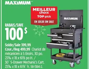 Canadian Tire Maximum 30 5-drawer mechanic's cart offer