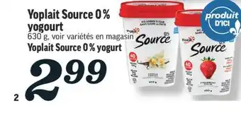 Marché Richelieu Yoplait source 0% yogourt | yoplait source 0% yogurt offer