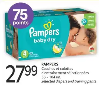 Brunet Pampers couches et culottes d'entraînement sélectionnées offer