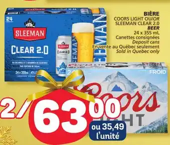 Marché Bonichoix Coors light or sleeman clear 2.0 beer offer
