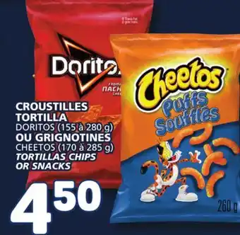 Marché Bonichoix Doritos (155 to 280 g) or cheetos (170 to 285 g) tortillas chips or snacks offer