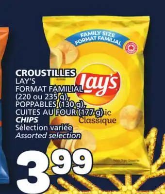 Marché Bonichoix Lay's format familial (220 or 235 g), poppables (130 g), cuites au four (177 g) chips offer