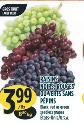 Marché Adonis Raisins noirs, rouges ou verts sans pépins offer