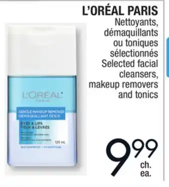 Jean Coutu L'oréal paris selected facial cleansers, makeup removers and tonics offer