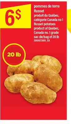 Maxi Pommes de terre russet, sac de 20 lb offer