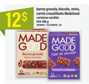 Maxi Barres granola, biscuits, minis, carrés croustillants madegood, 264-396 g offer