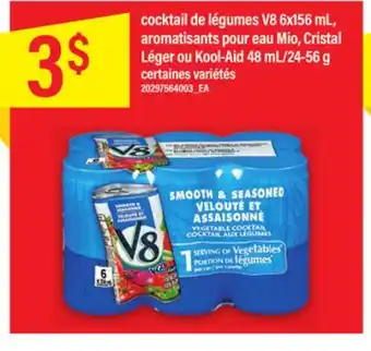 Maxi Cocktail de légumes v8 6x156 ml, aromatisants pour eau mio, cristal léger ou kool-aid 48 ml/24-56 g offer