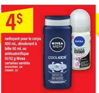 Maxi Nettoyant pour le corps 500 ml, déodorant à bille 50 ml ou antisudorifique 51/52 g nivea offer