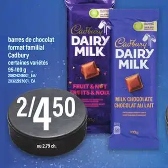 Maxi Barres de chocolat format familial cadbury offer