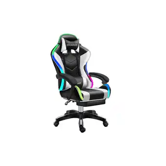Best Buy Wingomart ergonomic high-back faux leather gaming chair with rgb led light and footrest pu leather high back adjustable armre offer