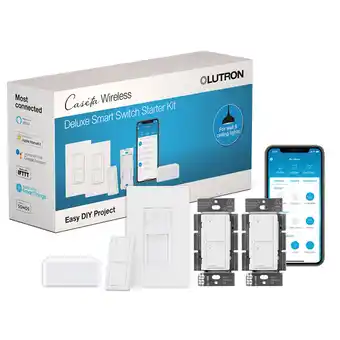 Best Buy Lutron caseta smart switch with smart bridge & pico remote control (p-bdg-pkg2ws-whc) - 2-pack offer