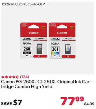 Shopper+ Canon pg-260xl cl-261xl original ink cartridge combo high yield offer