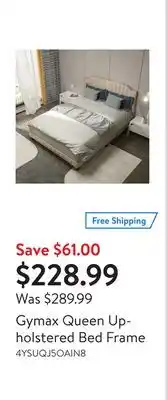 Walmart Gymax queen upholstered bed frame offer