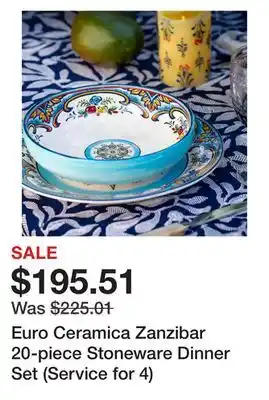 Euro ceramica zanzibar 20-piece stoneware dinner set (service for 4)