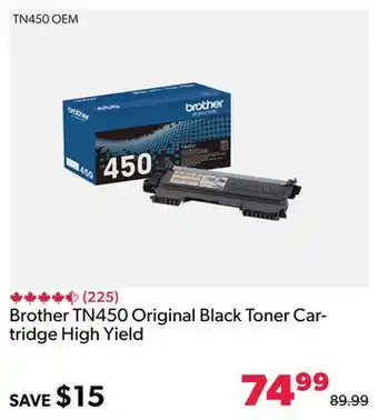 Shopper+ Brother tn450 original black toner cartridge high yield offer