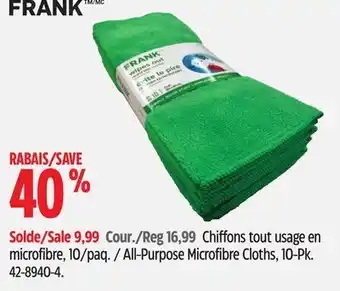 Canadian Tire Frank all-purpose microfibre cloths, 10-pk offer