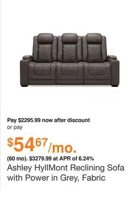 Ashley Furniture Ashley hyllmont reclining sofa with power in grey, fabric offer