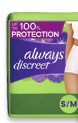 Walmart Always discreet incontinence products offer