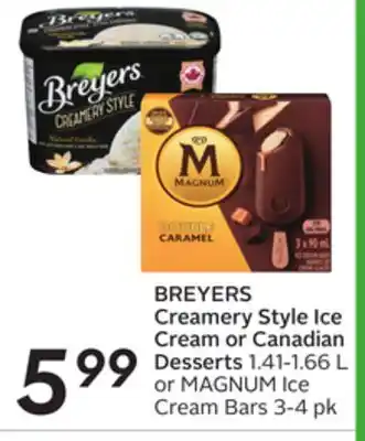 Sobeys Breyers creamery style ice cream or canadian desserts offer
