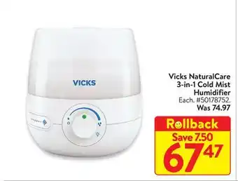 Walmart Vicks naturalcare 3-in-1 cold mist humidifier offer