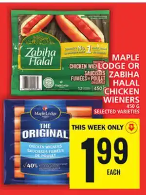 Food Basics Maple lodge or zabiha halal chicken wieners offer
