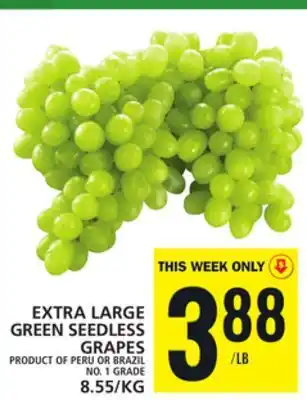 Food Basics Extra large green seedless grapes offer