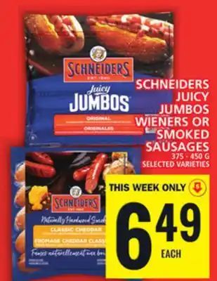 Food Basics Schneiders juicy jumbos wieners or smoked sausages offer