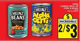 Food Basics Heinz canned meal or pork & beans offer