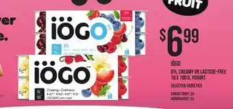 Loblaws Iögo 0%, creamy or lactose-free, 16 x 100 g, yogurt offer