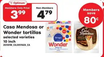Loblaws Casa mendosa or wonder tortillas, 10 inch offer