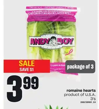 Loblaws Romaine hearts, 3's offer