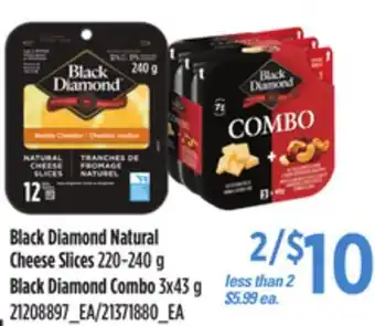 Loblaws Black diamond natural cheese slices, 220-240 g black diamond combo, 3x43 g offer