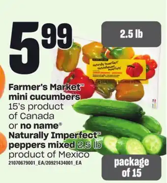 Loblaws Farmer's market mini cucumbers, 15's or no name naturally imperfect peppers mixed, 2.5 lb offer