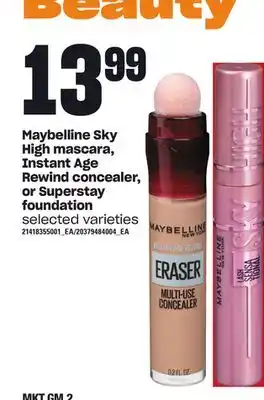 Loblaws Maybelline sky high mascara, instant age rewind concealer, or superstay foundation offer