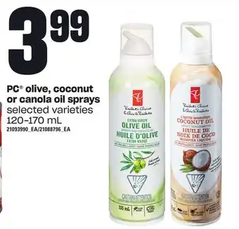 Loblaws Pc olive, coconut or canola oil sprays, 120-170 ml offer