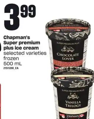 Loblaws Chapman's super premium plus ice cream, 500 ml offer