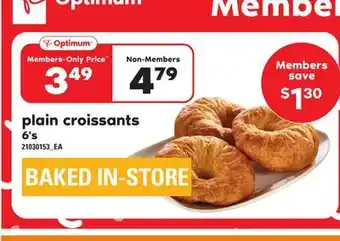 Loblaws Plain croissants, 6's offer