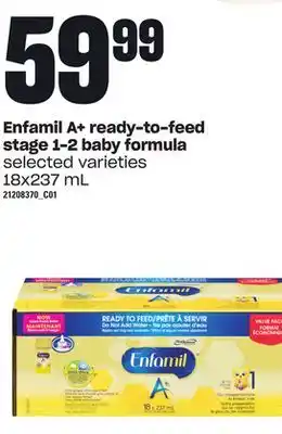 Loblaws Enfamil a+ ready-to-feed stage 1-2 baby formula, 18x237 ml offer