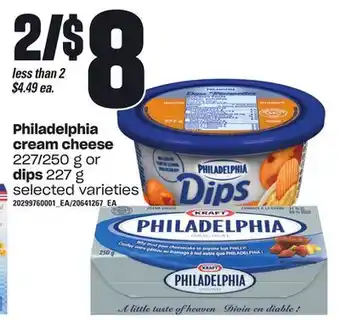 Loblaws Philadelphia cream cheese, 227/250 g or dips, 227 g offer