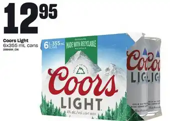 Loblaws Coors light, 6x355 ml cans offer