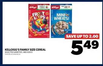 Real Canadian Superstore Kellogg's family size cereal, 480-650 g offer