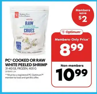 Real Canadian Superstore Pc cooked or raw white peeled shrimp, 31-40/lb, 400 g offer