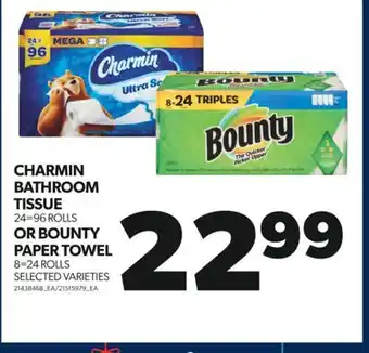 Real Canadian Superstore Charmin bathroom tissue, 24=96 rolls or bounty paper towel, 8=24 rolls offer