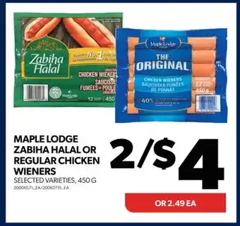 Real Canadian Superstore Maple lodge zabiha halal or regular chicken wieners, 450 g offer