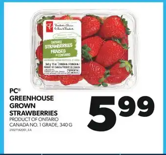 Real Canadian Superstore Pc greenhouse grown strawberries, 340 g offer